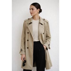 Brooks Brothers 346 Women’s Tailored Khaki Cotton Trench Coat 10 Double Breasted